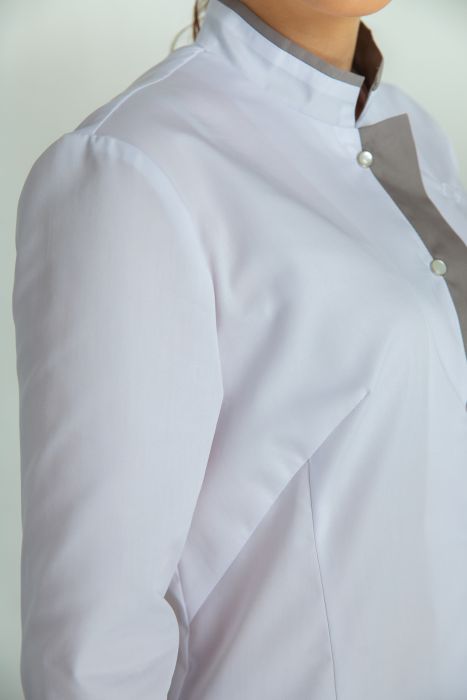 картинка Блузон женский Леона 3/4 цвет белый/серый от интернет магазина