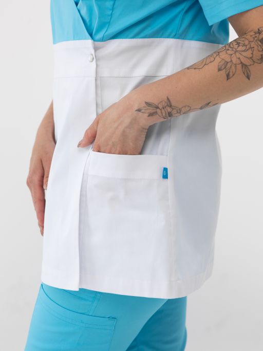 картинка Блузон женский медицинский Кристина голубой с белым от интернет магазина