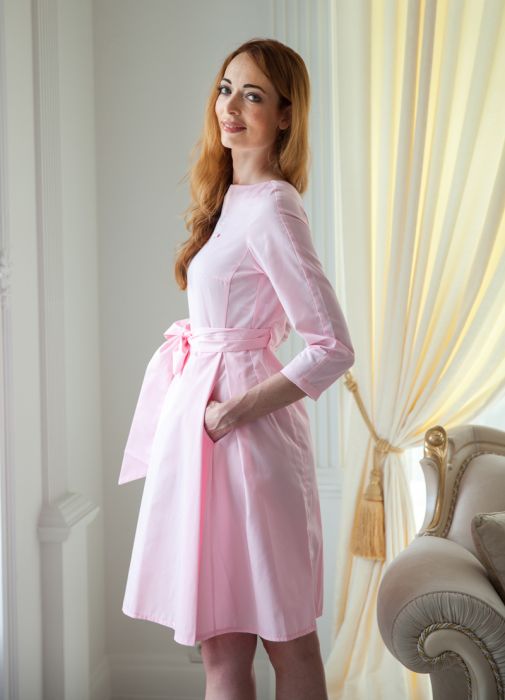 картинка Медицинский халат-платье "Ева" розовый от интернет магазина
